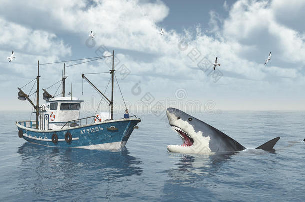 渔船和大<strong>白鲨</strong>