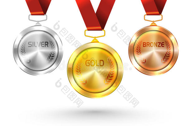 奥运会金牌、银牌和铜牌。