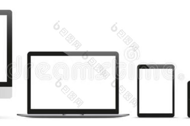 黑色显示器笔记本平板智能手机集标题