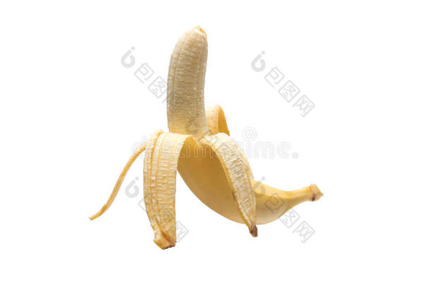 香蕉在白色背景下，分<strong>离去</strong>皮香蕉