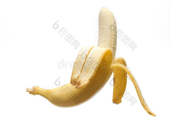 香蕉在白色背景下，分<strong>离去</strong>皮香蕉