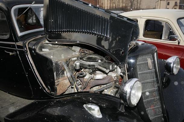 复古旧车VolgaGaz-M1的碎片，著名的`emka`汽车高级官员在WW2-USSR1930。。