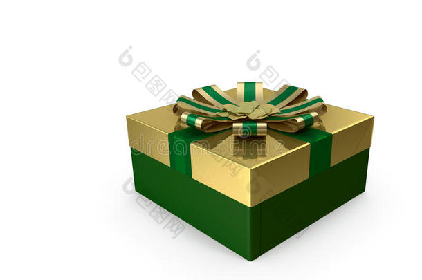 三维插图：带有节日礼物的盒子。