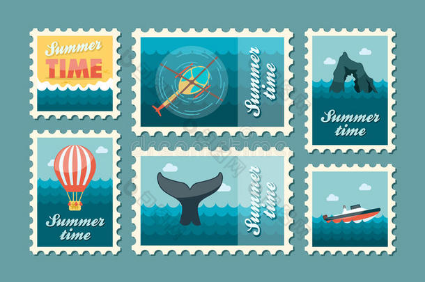 远足海邮票一套。 夏天。 假期