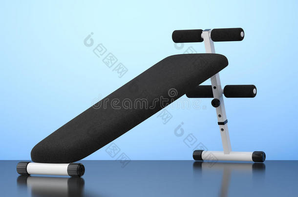 锻炼长凳。 健身房设备。 三维渲染
