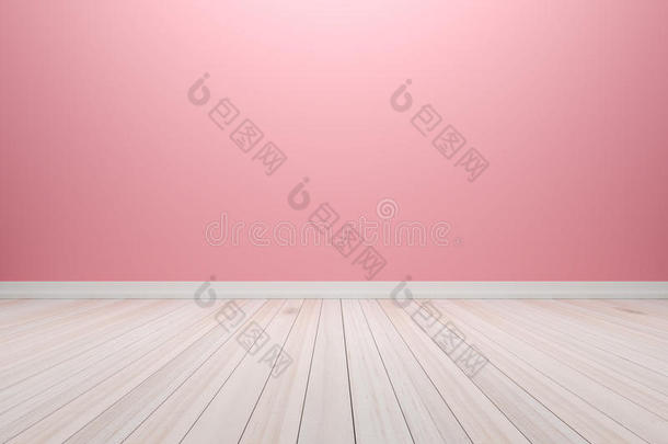 空的室内粉红色房间与木地板，为您的专业