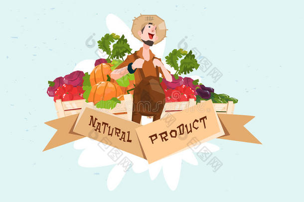 农民蔬菜收获天然产品生态新鲜农场标志
