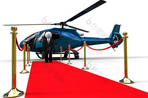 红地毯上有<strong>直升机</strong>的商人