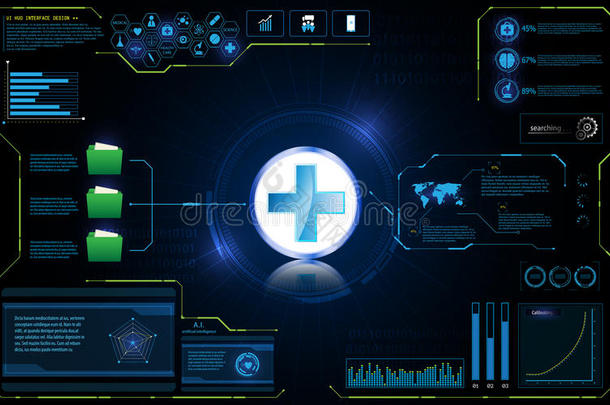 抽象保健技术创新理念HUD接口<strong>UI</strong>设计背景
