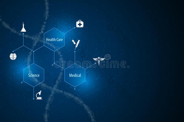 抽象医疗保健科学创新理念分子结构设计背景