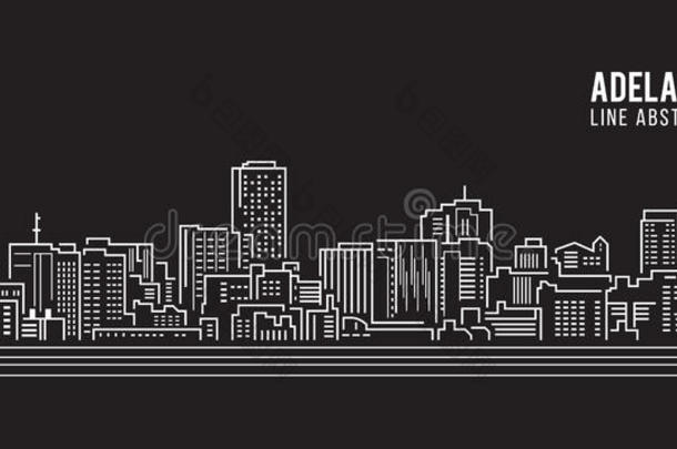 城市<strong>景观建筑</strong>线艺术矢量插图设计-阿德莱德城市
