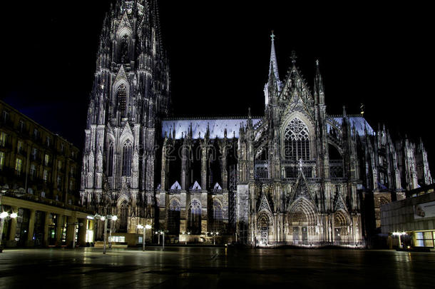 科隆大教堂的夜景