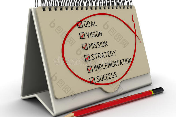 目标，愿景，使命，战略，实施，成功。 列出标记
