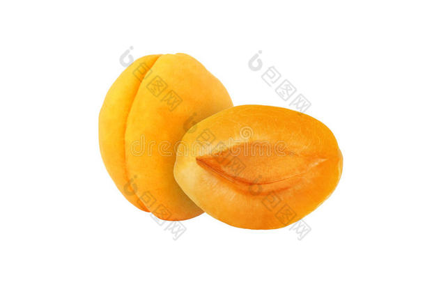 切杏果实分离在白色