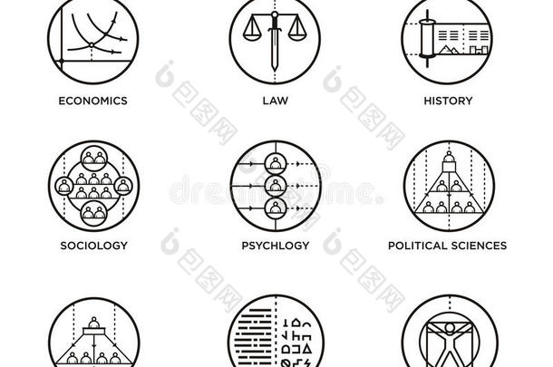 概念线图标设置9个社会科学