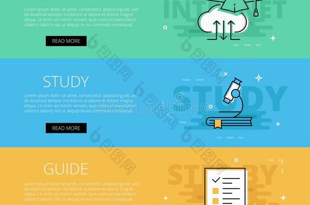 电子学习学习指南。 矢量横幅模板集
