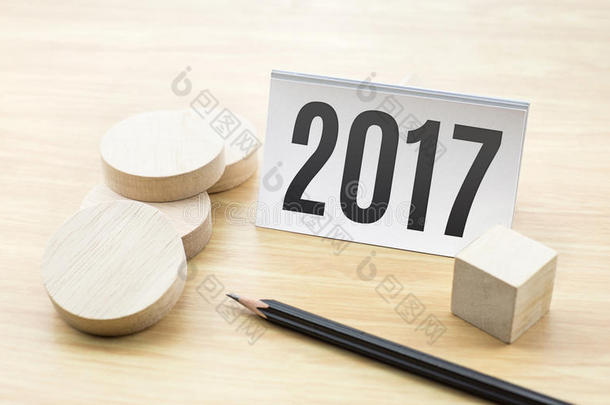2017年新年在名片上用空白木制圆片和