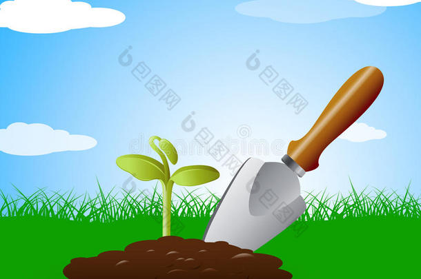 园艺铲子代表小播种和园艺