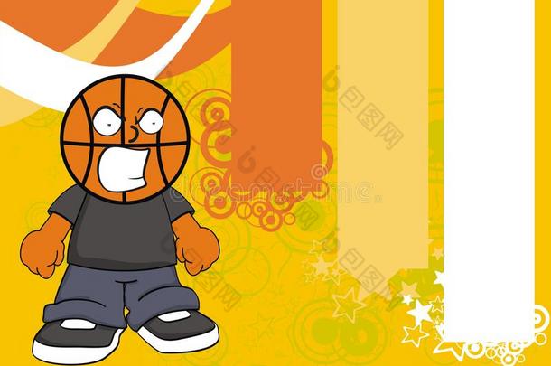 愤怒的篮球孩子头卡通背景