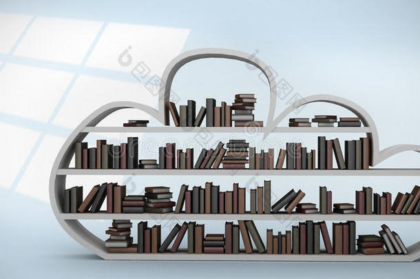 书架与书籍数字图像的复合图像