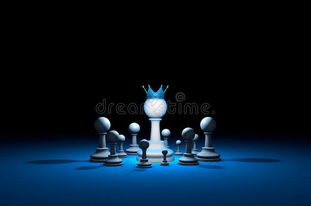 伟大的权威。 领导者（国际象棋隐喻）。 三维渲染插图