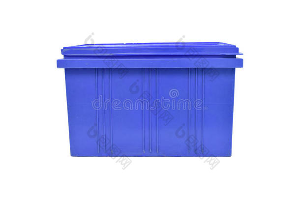 白色背景下成品的蓝色塑料盒包装