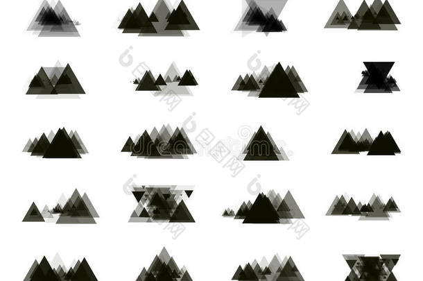 一组独立的单色黑色元素，用于设计海报、卡片、小册子和网站标题。 孤立的物体在上面