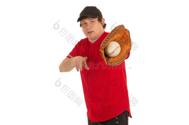 带手套的棒球手
