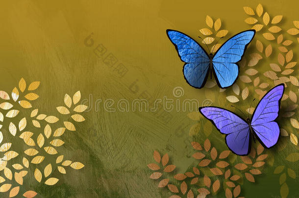 图形叶子和蝴蝶