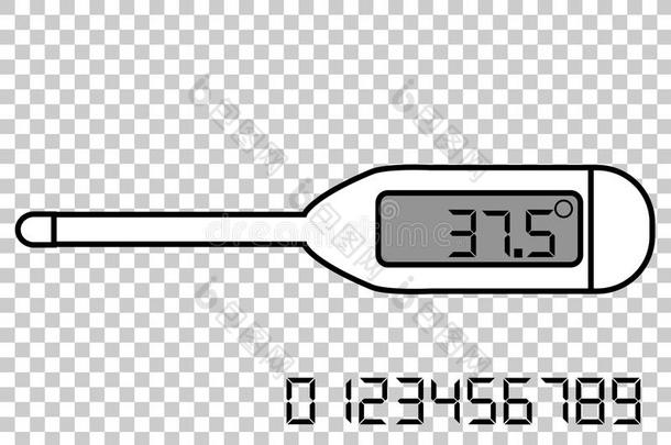 数字温度计，在透明效果背景下