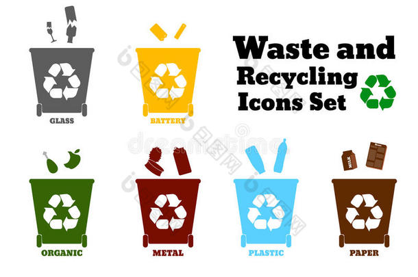 用于回收废物分类的大型彩色容器-塑料，g