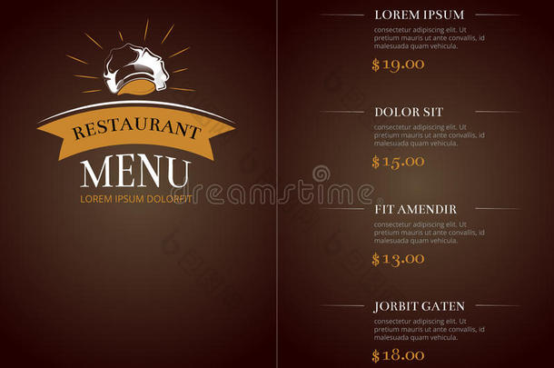 咖啡馆餐厅菜单模板标识向量模型