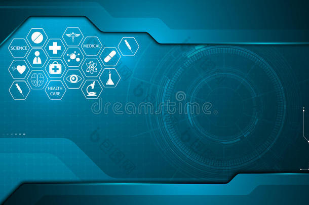 抽象医疗保健图标上的技术创新理念设计背景模板