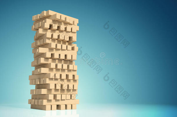 块木游戏与复制空间和裁剪路径在蓝色梯度背景。