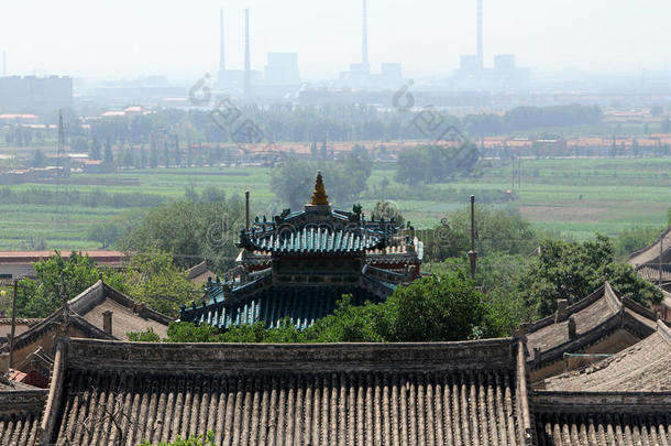 赵武图佛教寺院古屋顶，呼和浩特