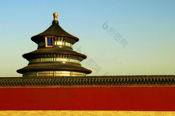 著名的中国北京复制空间寺庙屋顶概念