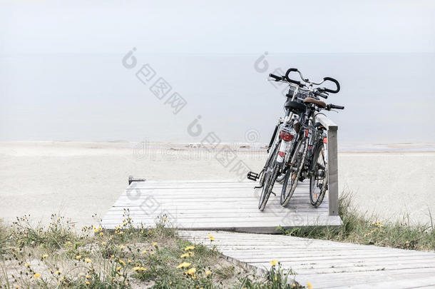 波罗的海海滩自行车束平静的