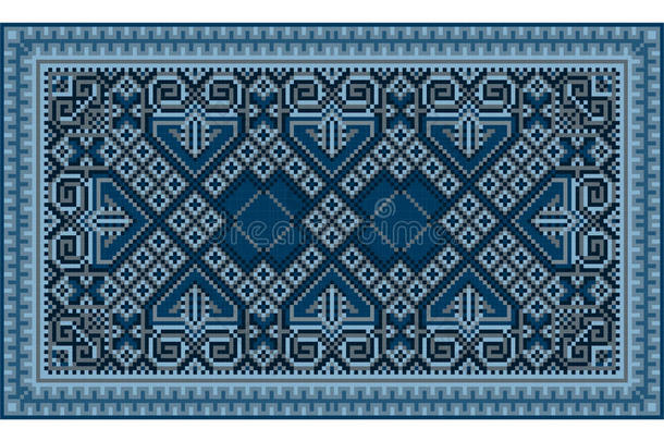 一种精致豪华的老式东方地毯，深蓝色
