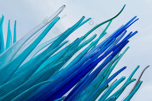 威尼斯-意大利穆拉诺蓝色穆拉诺玻璃雕塑的细节