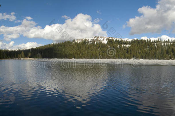 阿尔卑斯山加利福尼亚森林冰湖