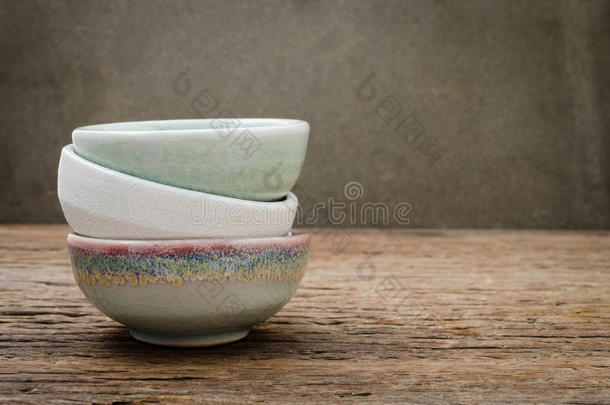 空碗，日本手工陶瓷碗，裂纹陶瓷文字