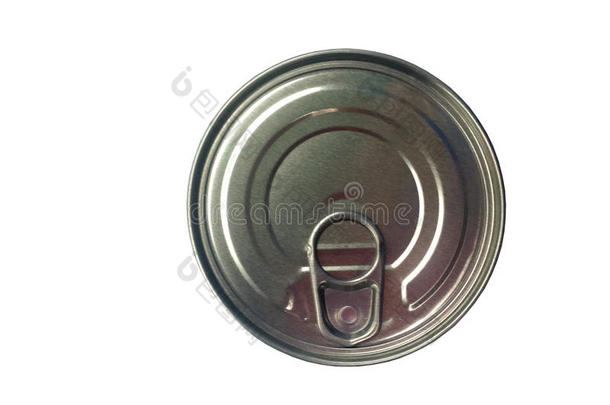 罐头在白色背景上保存食物，塑料罐头食品。