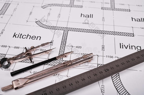 建筑平面图和绘图工具的建造