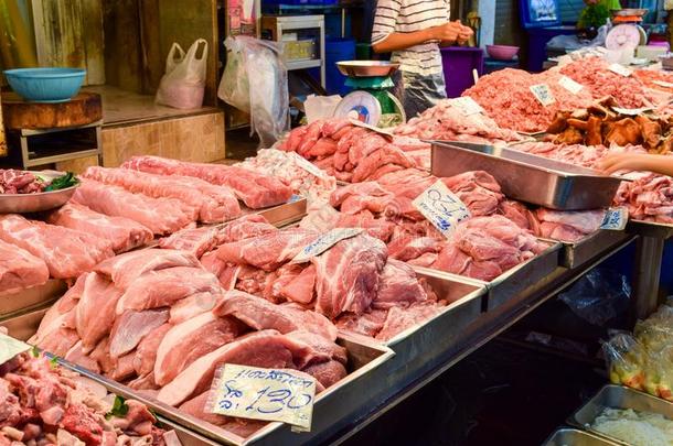 市场肉猪肉商店泰国