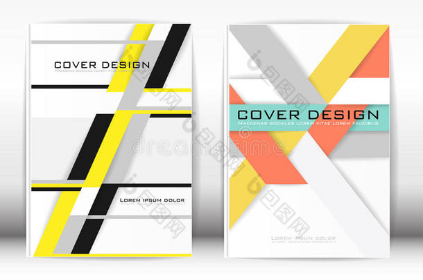 封面设计模板出版多边形图形和白色背景。