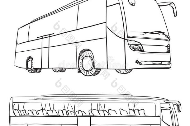 手绘运输装置。 公共汽车