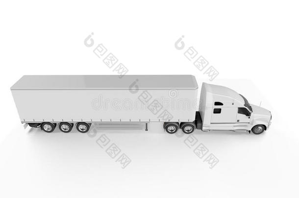 大卡车拖车-白色背景
