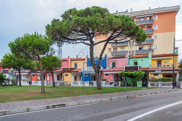 五颜六色的地中海房屋街景意大利欧洲