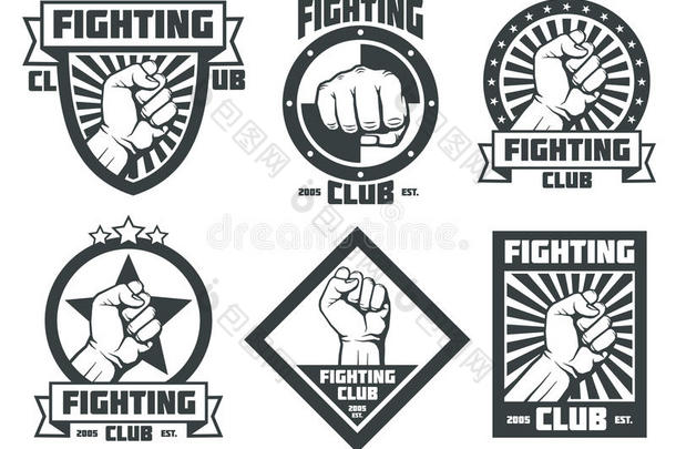 战斗俱乐部MMALuchaLibre<strong>老</strong>式矢量徽<strong>章</strong>标签徽<strong>章</strong>标志