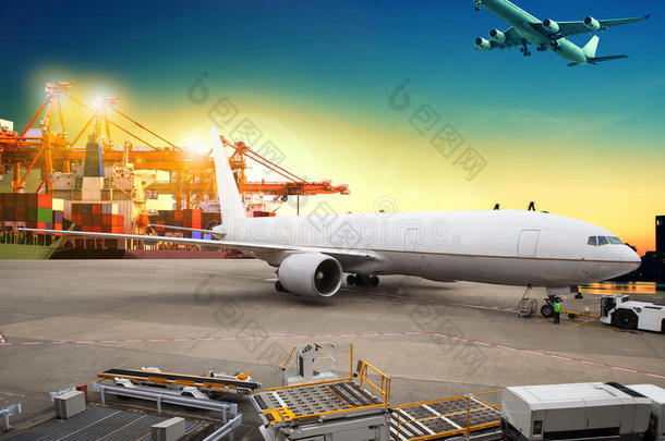 航空货运和货运飞机在机场交易货物